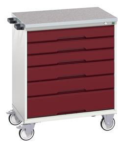 16927003.** verso mobile cabinet with 6 drawers and lino top. WxDxH: 800x600x980mm. RAL 7035/5010 or selected